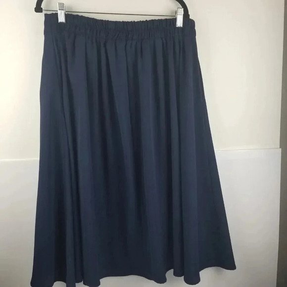 Kancy Kole Bundle Women's High-waisted Flared Skirts Beige, Navy Blue, Green 2X - Picture 8 of 16